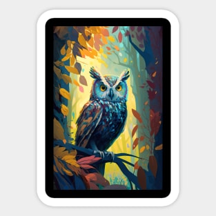 Owl Bird Animal Portrait Painting Wildlife Outdoors Adventure Sticker
